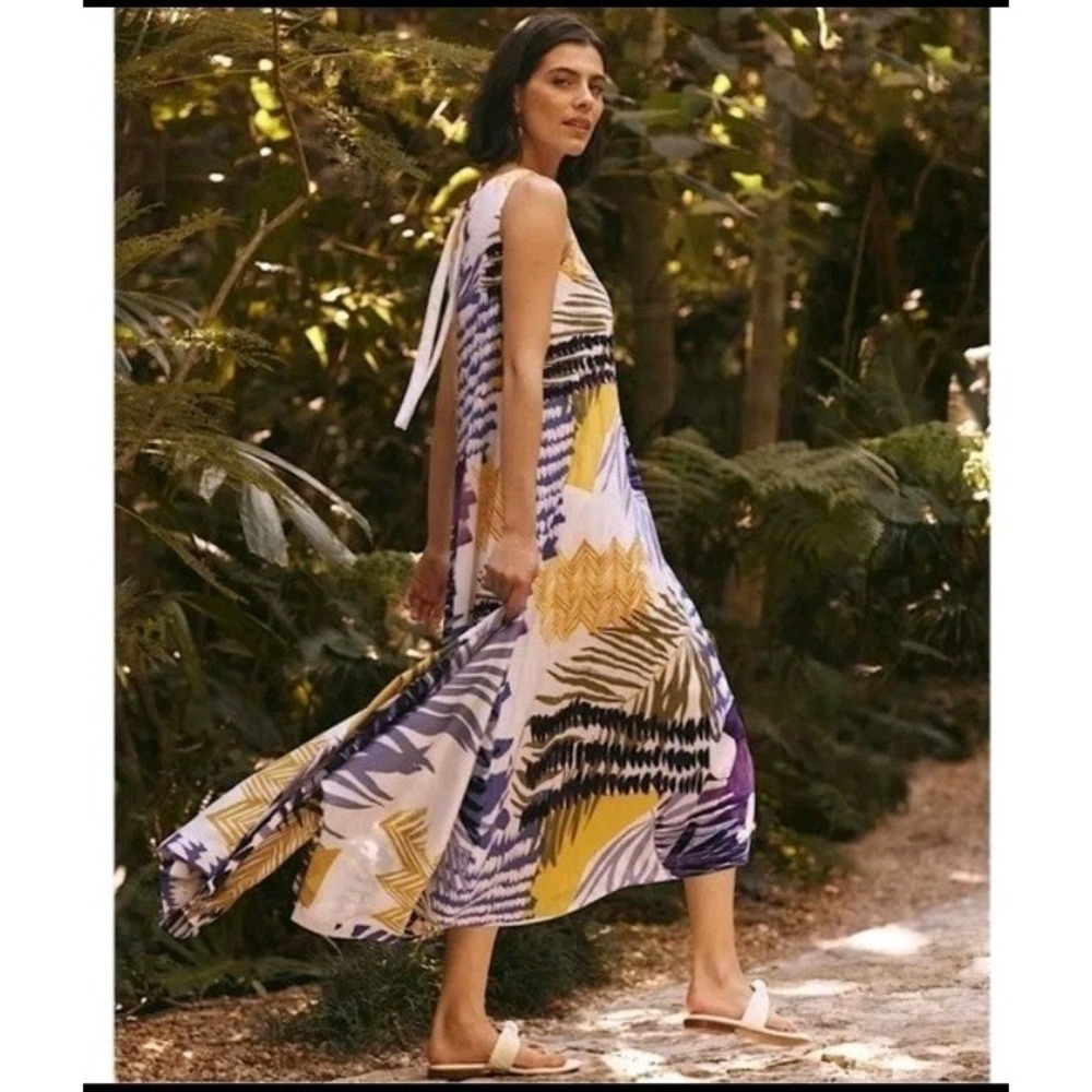 Chico's Tie-Back Collage‎ Print Trapeze Dress Size 7 (8)